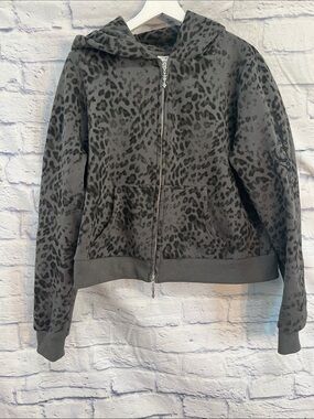 Named Collective Gray Leopard Hoodie Daggers Fitted Womens Size 2X Embroidered